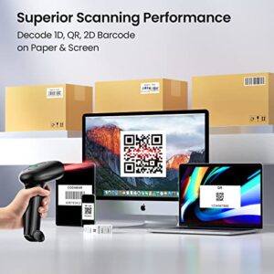 Barcode Scanner Bluetooth and Wireless with Stand, Anyeast USB Wired Inventory 2D 1D QR Code Scanners for Computer Laptop POS iPone, Screen Scanning Bar Code Reader for Supermarket Warehouse Library