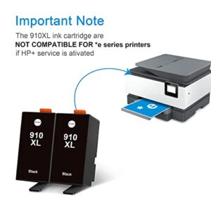 910 XL 910XL Compatible Ink Cartridge Replacement for HP 910 XL 910XL 910 Ink Cartridges Work with OfficeJet Pro 8025 8035 8028 8020 OfficeJet 8015 8022 8018 Printer (2 Black)