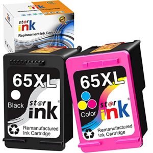 starink 65xl ink cartridges remanufactured replacement for hp ink 65 black/color for envy 5000 5055 5052 5014 deskjet 3700 3772 3755 3752 2600 2622 2652 printer, 2 packs
