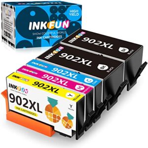 inkfun 902xl 902 ink cartridges combo pack 5 packs replacement for hp officejet pro 6978 6960 6962 6968 6954 printers (2black/1cyan/1yellow/1magenta)