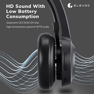 ELEVOC Trucker Bluetooth Headset with Microphone Noise Cancelling & Mute Button Telephone Headsets for PC Cell Phones Wireless On-Ear Headphone with Charge Stand for Zoom Meetings Skype Home Office