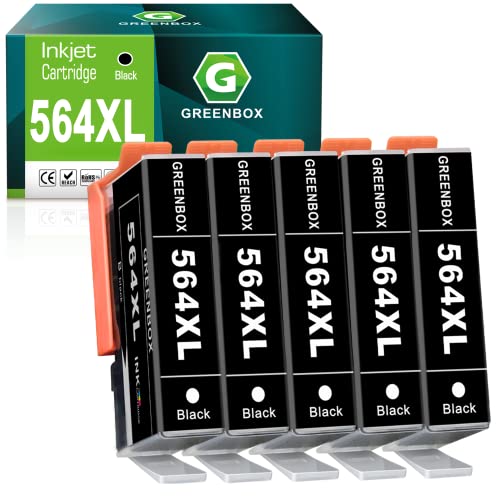 GREENBOX Compatible 564 564XL Ink Cartridge Replacement for HP 564 564 XL for HP Photosmart c309a c309g b209a 7520 7525 5510 5520 C5580 Printer (5 Black)