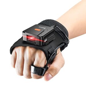 eyoyo wearable glove 1d bluetooth barcode scanner, left&right hand wearable,1d finger trigger wireless bar code reader inventory with retractable lanyard compatible with iphone ipad android tablet