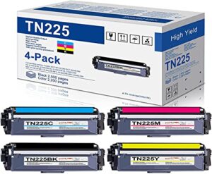 4-pack(1bk+1c+1m+1y) tn225 toner cartridge replacement for brother tn 225 tn-225 mfc-9130cw hl-3140cw hl-3170cdw hl-3180cdw mfc-9330cdw mfc-9340cdw color printer