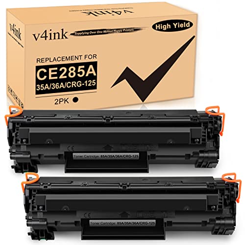 v4ink 2PK Compatible 85A Toner Cartridge Replacement for HP 85A CE285A 36A CB436A 35A CB435A Canon 125 Toner for HP Pro P1102 P1102W P1109w P1505 P1505n MFP M1212nf M1217nfw M1522n M1522nf Printer