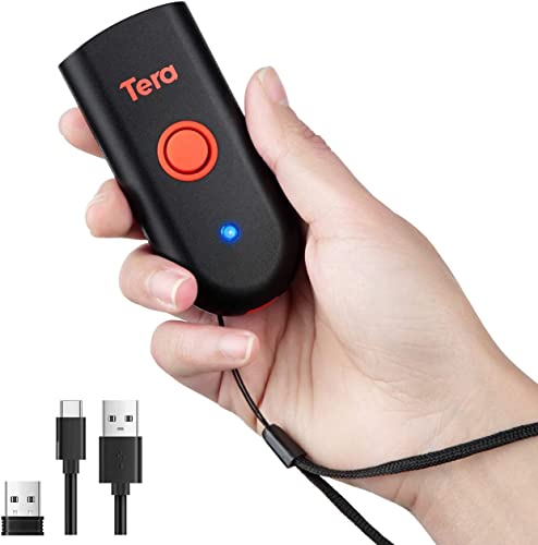 Tera Pro Wireless Barcode Scanner, Waterproof Shockproof Mini Pocket 2D Scanner, 3-in-1 Bluetooth & USB Wired & 2.4G Bar Code Reader Portable 2D QR Image Scanner Work with iOS, Windows, Android 1100D