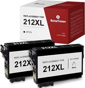 benetoner 212xl remanufactured ink cartridge replacement for epson 212 212xl combo pack work with expression home xp-4100 xp-4105 workforce wf-2850 wf-2830 (black, 2-pack)