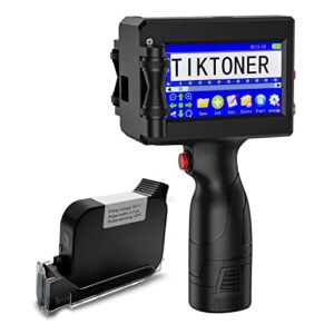 TIKTONER 127T1 Handheld Inkjet Printer 4.3 Inch Touch Screen Quick-Drying Ink Cartridge Inkjet Coding Portable Handheld Printer for Barcode Batch Number Code Date Label Logo QRCode (25 Languages)