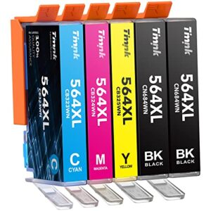 【5-pack larger capacity】 564xl ink cartridges replacement for original hp 564 xl combo pack – compatible for photosmart 5520 6520 7510 7520 deskjet 3520 premium c309a c410a printer (2bk/c/m/y)