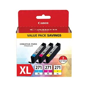canon cli-271xl high-yield cyan/magenta/yellow ink tanks (0337c005), pack of 3