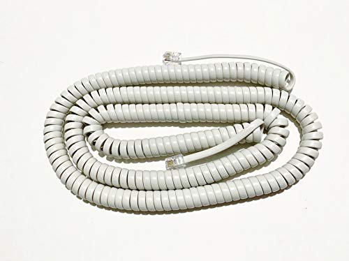 The VoIP Lounge 25 Foot Off White Long Phone Handset Curly Cord