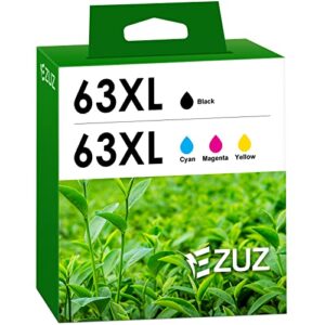 ezuz remanufactured ink cartridge replacement for hp 63xl 63 xl combo pack for hp officejet 3830 4650 5255 envy 4520 printer (1 black 1 tri-color)