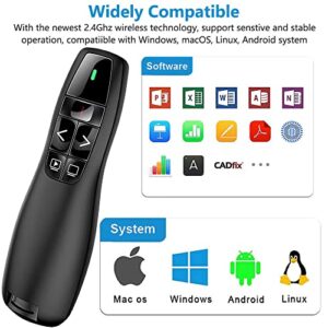 Presentation Clicker for PowerPoint Presentation Remote, RF 2.4GHz Wireless Presenter Remote USB Google Slide Advancer PPT PowerPoint Clicker for Mac, Keynote, Computer, Laptop