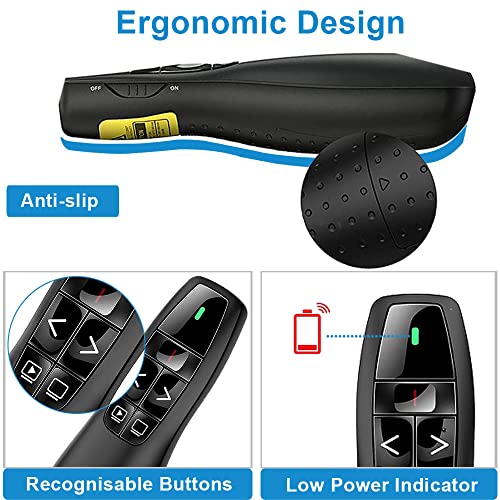 Presentation Clicker for PowerPoint Presentation Remote, RF 2.4GHz Wireless Presenter Remote USB Google Slide Advancer PPT PowerPoint Clicker for Mac, Keynote, Computer, Laptop