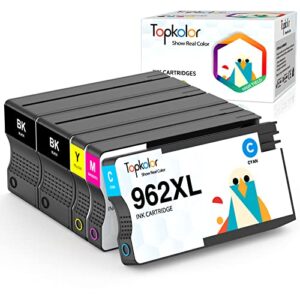 topkolor 962xl ink cartridges combo pack compatible hp 962 xl compatible hp 9015e 9018e 9015 9018 9010 9020 9012 e series printer, 5 pack