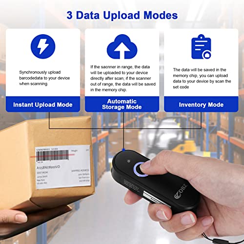 Mini 2D Wireless Barcode Scanner 2.4G Wireless & Bluetooth Barcode Scanner, Portable 1D 2D QR Code Scanner Work with iOS Android iPhone iPad Tablet Windows PC POS for Store Warehouse Inventory Library