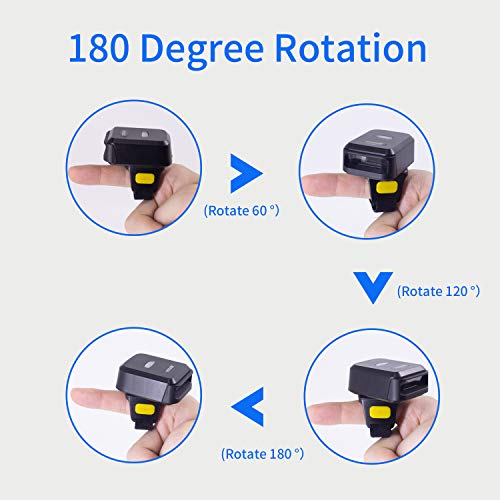 Portable Ring Bluetooth Barcode Scanner Wireless 2.4Ghz &USB Wired 3 in 1 Connection Windows.Mac OS.Android.Portable Wearable Mini Finger Bar Code scanners