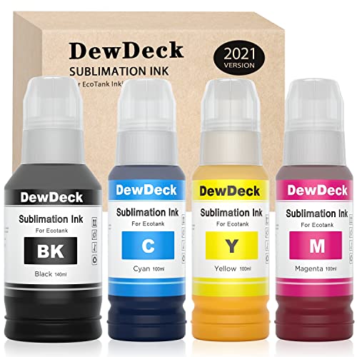 DewDeck 440ML Sublimation Ink Refill for EcoTank Supertank F170 ET-2720 ET-2760 ET-2800 ET-2803 ET-2850 ET-3710 ET-3760 ET-4700 ET-4760 ET-4800 ET-15000 ET-7710 (ICC Free / Anti-UV / Autofill)