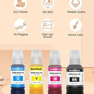 DewDeck 440ML Sublimation Ink Refill for EcoTank Supertank F170 ET-2720 ET-2760 ET-2800 ET-2803 ET-2850 ET-3710 ET-3760 ET-4700 ET-4760 ET-4800 ET-15000 ET-7710 (ICC Free / Anti-UV / Autofill)