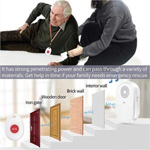 Wireless Caregiver Pager System Call Button Personal Alert Pager Nurse Alert System for Elderly/Senior at Home with 800+Feet Operating Range 1 Portable Receiver 2 Emergency Transmitter