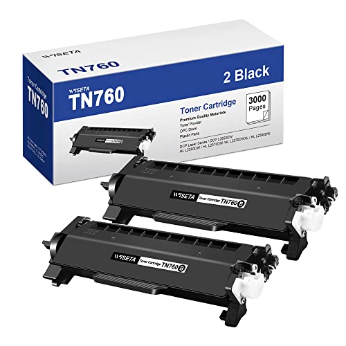 WISETA Compatible Toner Cartridge Replacement for Brother TN760 TN 760 TN730 TN 730 to Compatible with MFC-L2710DW HL-L2350DW HL-L2370DWXL MFC-L2750DW HL-L2395DW MFC-L2690DW (Black, 2 Pack)