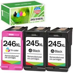 limeink 3 pack remanufactured pg-245xl cl-246xl high yield ink cartridges (2 black, 1 color) for pixma ip2820 mg2520 mg2420 mg2920 mg2922 mx492 mg2924 shows accurate ink level