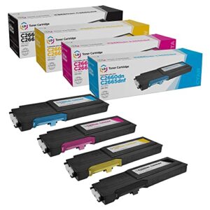 ld products compatible 593 replacements for dell c2660dn & c2665dnf high yield printer toner cartridges (1 black 593-bbbu, 1 cyan 593-bbbt, 1 magenta 593-bbbs, 1 yellow, 593-bbbr, 4-pack)