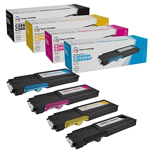 LD Products Compatible 593 Replacements for Dell C2660dn & C2665dnf High Yield Printer Toner Cartridges (1 Black 593-BBBU, 1 Cyan 593-BBBT, 1 Magenta 593-BBBS, 1 Yellow, 593-BBBR, 4-Pack)