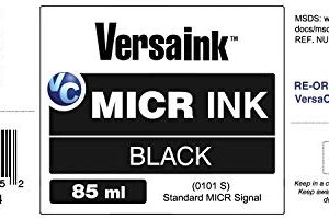VersaInk-Nano Black MICR Ink -85ml – Magnetic Ink for Check Printers and All-in-One Inkjets - Standard MICR Signal, V0101S-7304
