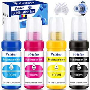 pristar sublimation ink for eps ecotank et 2803 et-2850 et-8550 et-2800 et 2720 et 2760 et-15000 et-3760 4800 et-2400 et-2750 et-5170 400ml supertank printer autofill ink for sublimation transfer