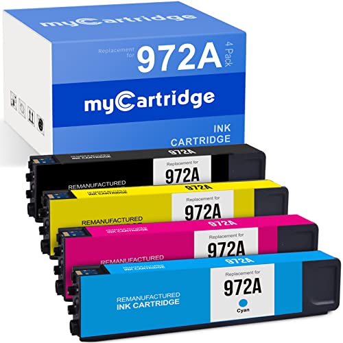 MYCARTRIDGE Remanufactured Ink Cartridge Replacement for HP 972 972A Ink Cartridges Combo Pack use with PageWide Pro 477dw 577dw 377dw 477dn 452dn 452dw 552dw Black Cyan Magenta Yellow (4-Pack)