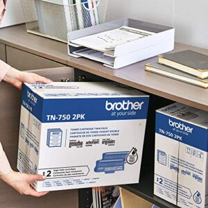 Brother Genuine High-Yield Black Toner Cartridge Twin Pack TN750 2PK (TN7502PK)