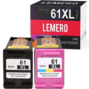 lemero 61xl remanufactured ink cartridge replacement for hp 61 61xl combo pack for officejet 4635 envy 4500 5530 deskjet 3510 2542 2544 1510 2549 printer ink cartridges (2 pack)