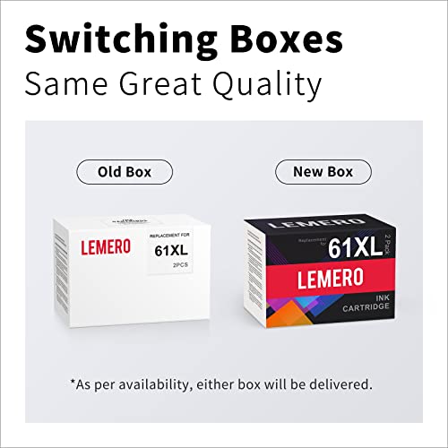 LEMERO 61XL Remanufactured Ink Cartridge Replacement for HP 61 61XL Combo Pack for Officejet 4635 Envy 4500 5530 Deskjet 3510 2542 2544 1510 2549 Printer Ink Cartridges (2 Pack)