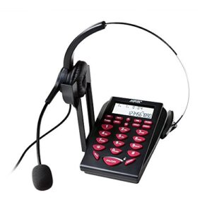 agptek corded telephone with headset & dialpad for house call center office – noise cancellation