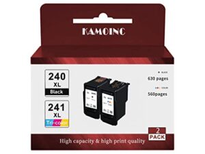 pg-240xl/cl-241xl compatible ink cartridges replacement for canon 240xl 241xl,remanufactured 240xl 241xl combo pack use to canon pixma mg3620 ts5120 mg3520 mg2120 mx452 mx472 printer ( 1black 1color)
