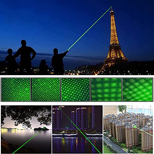 Long Range Green Laser Pointer High Power, Strong Laser Pointer Pen,2000 metres Powerful Tactical Green Lazer Pointer Light Rechargeable, Star Cap Adjust for Astronomy Hiking, Cat Laser Toy USB Charge