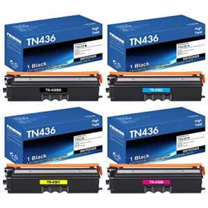 tn436 toner cartridge compatible replacement for brother tn436 tn-436 tn436bk tn436c tn436m tn436y for mfc-l8900cdw hl-l8360cdw hl-l8360cdwt hl-l9310cdw mfc-l9570cdw printer 4-pack