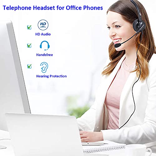 MKJ Cisco Phone Headset with Noise Canceling Microphone Corded RJ9 Call Center Telephone Headset for Cisco Office Landline 6841 CP-7821 7940 7942G 7945G 7961G 7962G 7965G 7971G 7975G 8865 8961 9951