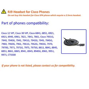 MKJ Cisco Phone Headset with Noise Canceling Microphone Corded RJ9 Call Center Telephone Headset for Cisco Office Landline 6841 CP-7821 7940 7942G 7945G 7961G 7962G 7965G 7971G 7975G 8865 8961 9951