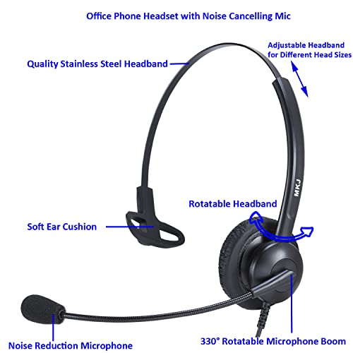 MKJ Cisco Phone Headset with Noise Canceling Microphone Corded RJ9 Call Center Telephone Headset for Cisco Office Landline 6841 CP-7821 7940 7942G 7945G 7961G 7962G 7965G 7971G 7975G 8865 8961 9951