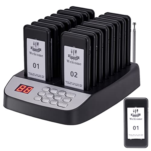 YYCALLING Restaurant Pager,Pagers for Restaurants 16 Guest Pagers,Buzzers Social Distancing, 98 Chanels with Vibration, Flashing and Buzzer for Truck