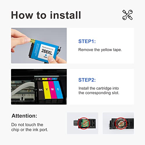 MYCARTRIDGE Remanufactured Ink Cartridge Replacement for Epson 288XL 288 XL (2 Black 1 Cyan 1 Magenta 1 Yellow, 5-Pack) Fit for Expression XP-440 XP-446 XP-330 XP-340 XP-430 XP-434 Printer