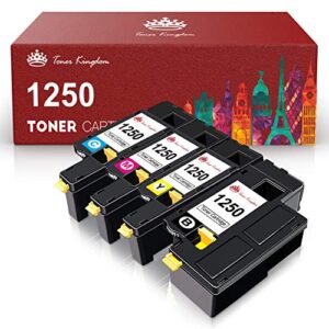 toner kingdom compatible toner cartridge replacement for dell 1250 to use with 1250c c1760nw c1765nfw 1350cnw 1355cn 1355cnw c1765nf printer 810wh c5gc3 xmx5d wm2jc (4-pack, black cyan magenta yellow)