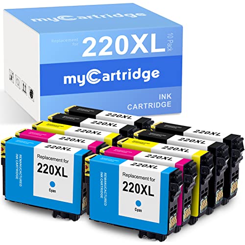 MYCARTRIDGE Remanufactured Ink Cartridge Replacement for Epson 220 220XL Work with Workforce WF-2630 WF-2650 WF-2660 WF-2760 WF-2750 XP-320 XP-420 (Black, Cyan, Magenta, Yellow, 10-Pack)