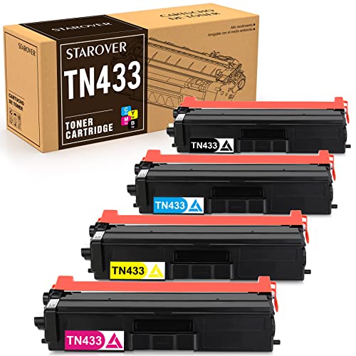 STAROVER Compatible Toner Cartridge Replacement for Brother TN433 TN 433 431 TN433BK TN431 TN431BK for HL-L8360CDW MFC-L8900CDW HL-L8260CDW HL-L8360CDWT MFCL8610CDW MFCL9570CDW Printer (1BK,1C,1M,1Y)