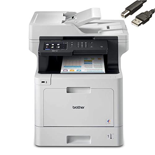 Brother MFC-L8900CDW Business Color Laser All-in-One Printer, Print Scan Copy Fax, Automatic 2-Sided Printing, 5 inch Color Touchscreen, 250-sheet, 512MB, Bundle with JAWFOAL Printer Cable