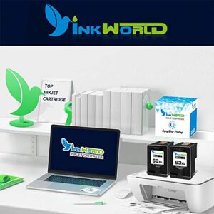 Inkworld Remanufactured 63XL Ink Cartridges Replacement for HP 63 Black Used for Envy 3634 4520 OfficeJet 3830 5252 4650 5258 4655 4652 5255 DeskJet 3637 3636 1111 3630 1112 Printer(2 Pack)