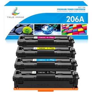 true image compatible 206a toner cartridge replacement for hp 206a 206x w2110a w2110x for hp color pro m255dw mfp m283fdw m283cdw m283 m255 printer toner (black cyan yellow magenta, 4-pack)