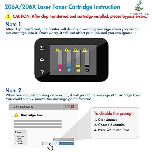 TRUE IMAGE Compatible 206A Toner Cartridge Replacement for HP 206A 206X W2110A W2110X for HP Color Pro M255dw MFP M283fdw M283cdw M283 M255 Printer Toner (Black Cyan Yellow Magenta, 4-Pack)